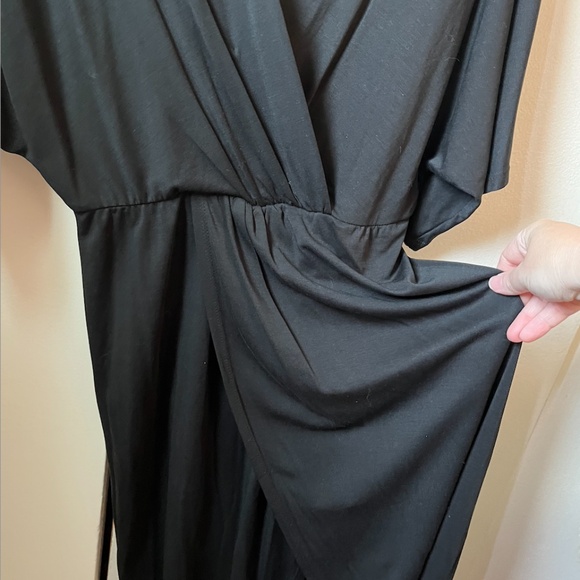 ASTR The Label Black Faux Wrap Dress w Kimono Sleeve - Picture 3 of 7